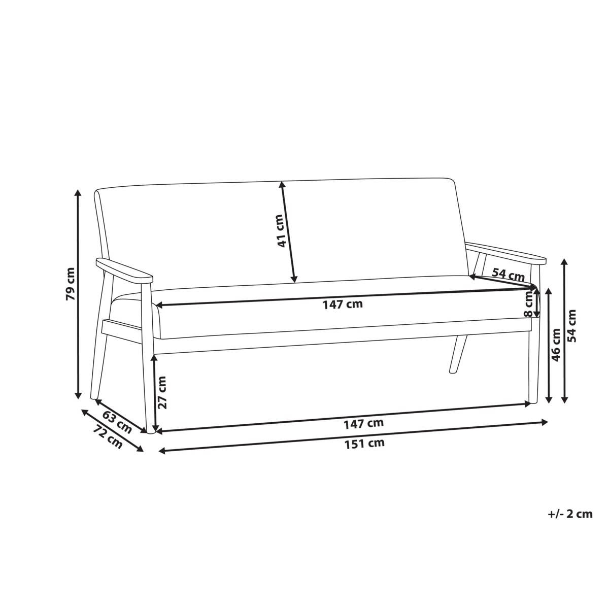 Sofa dla 3 osób ESRUM Ciemny brąz/ szary