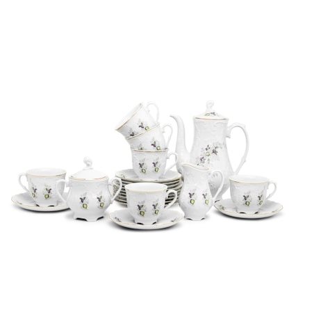 Garnitur do kawy dla 6 osób 18 el. Rococo Fiołki G559