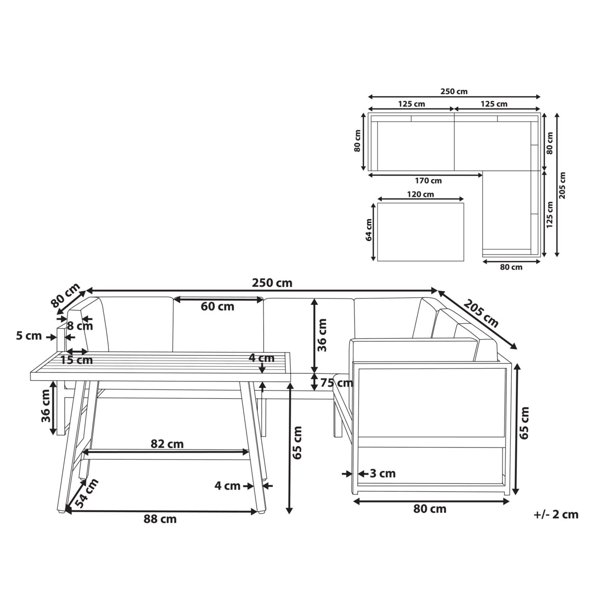 Duży zestaw wypoczynkowy dla 6 osób Aluminium Zielony CASTELLA