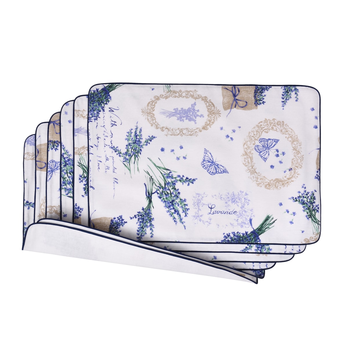 Podkładki dwustronne Lavender & White Panama