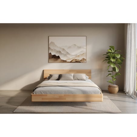 Łóżko lewitujące drewniane bukowe Visby LENA bez szafek / 180x200 cm, kolor naturalny