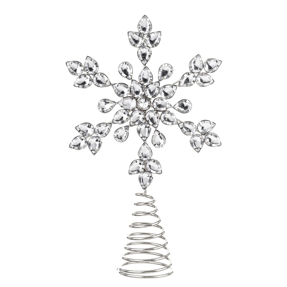 Szpic, gwiazda na czubek choinki, srebrna, 26 cm