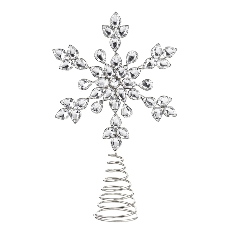 Szpic, gwiazda na czubek choinki, srebrna, 26 cm