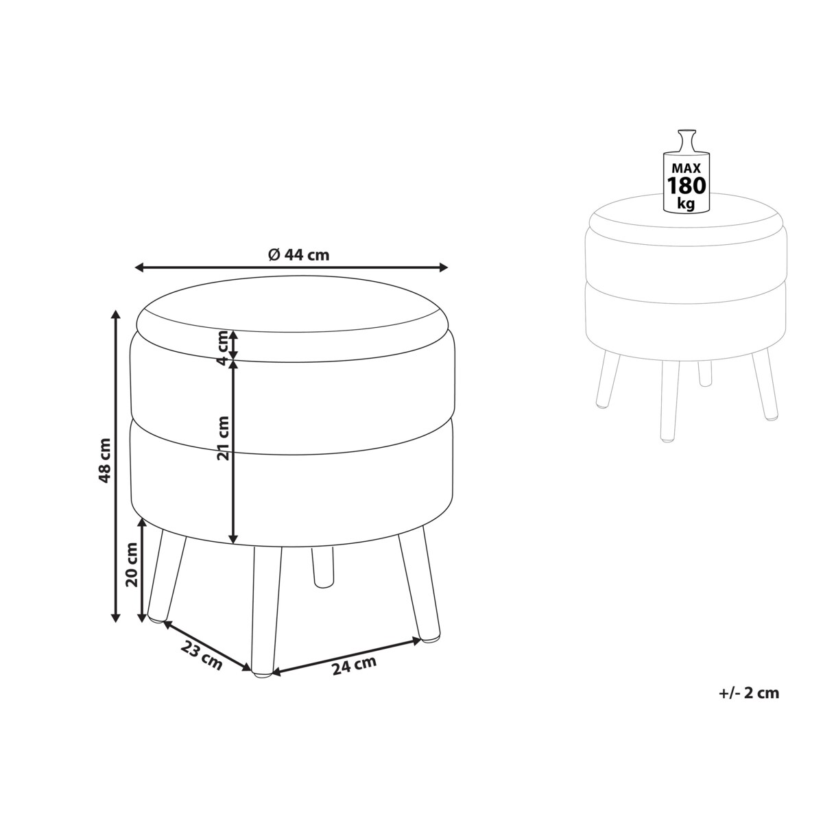 Stołek ze schowkiem boucle beżowy OKATON