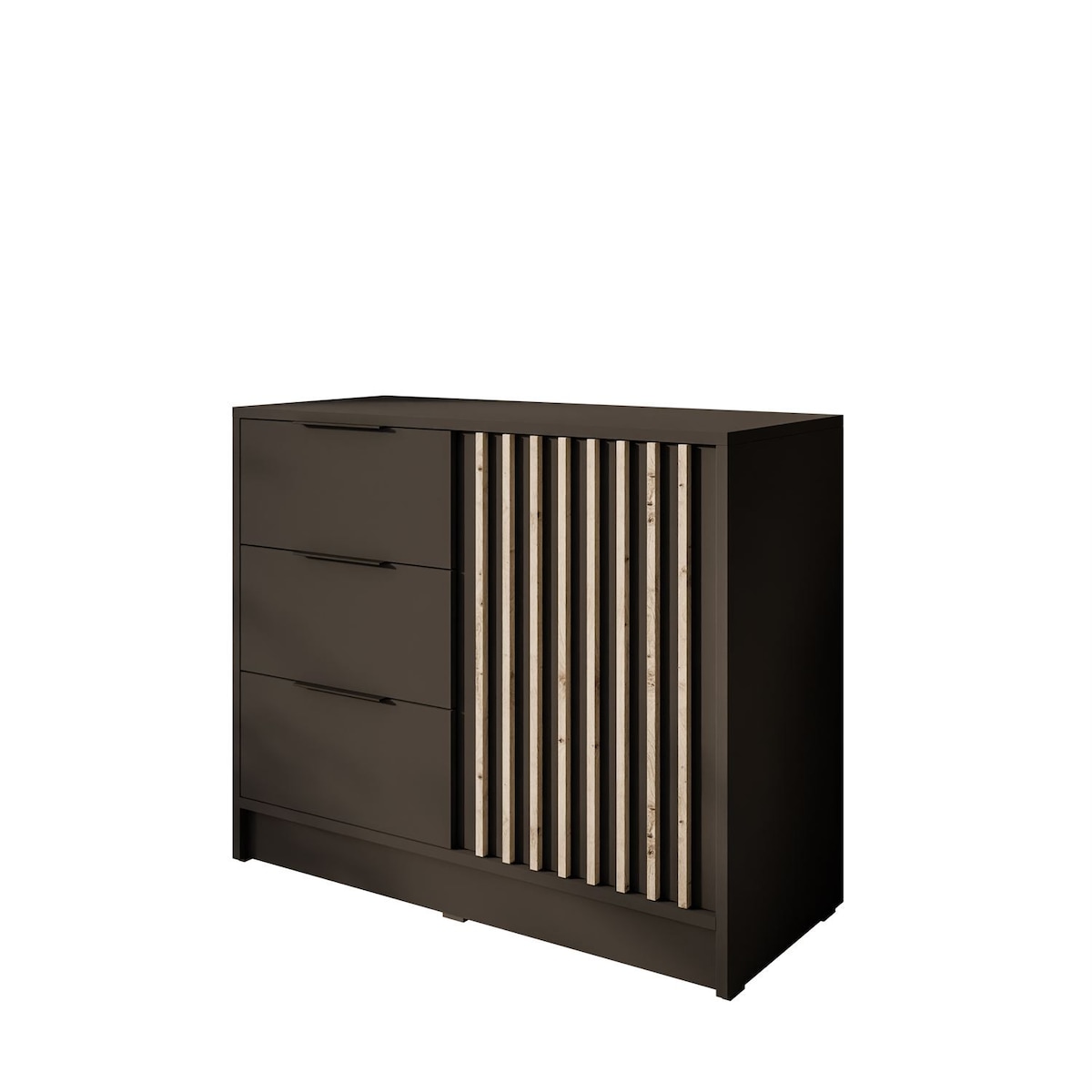 Komoda NELA 1D3S z lamelami, grafit + dąb artisan