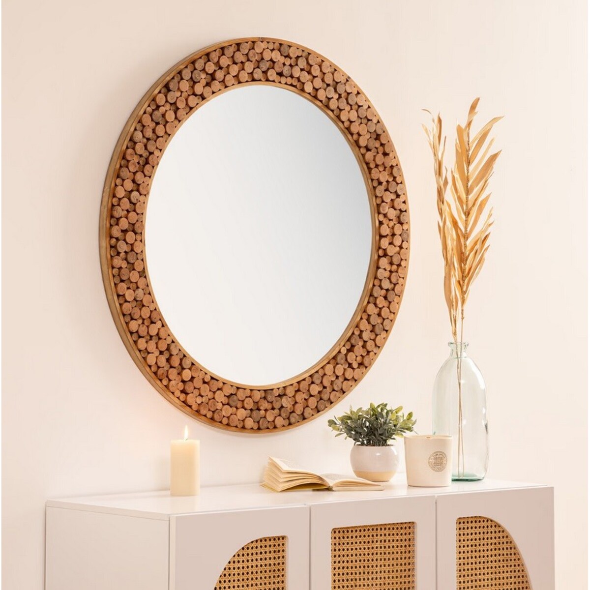 Lustro okrągłe drewniane Inori 99 cm