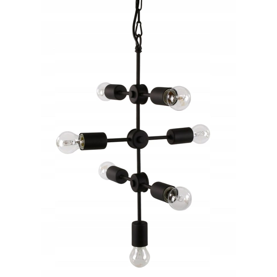 LAMPA wisząca RETRO metalowa czarna na 7 żarówek