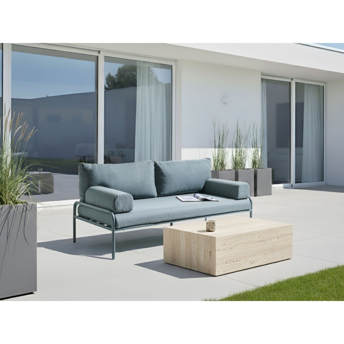 Sofa ogrodowa dla 2 osób SOLOFRA Metal Miętowy