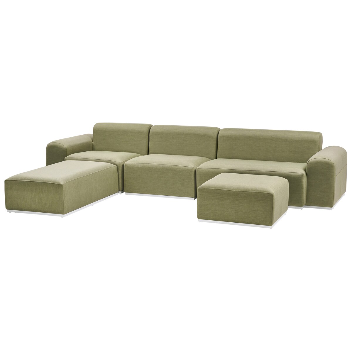 Sofa ogrodowa z otomaną dla 7 osób BATTIFOLLO Oliwkowy Modułowy