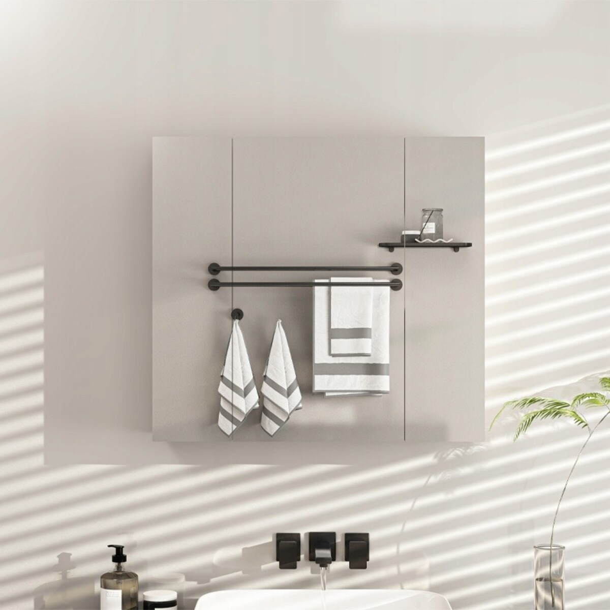 Szafka łazienkowa wisząca biała 2-drzwiowa nowoczesna ścienna 3 półki 80 cm