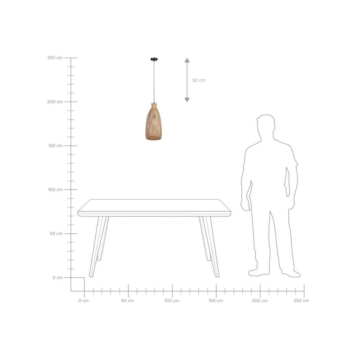 Lampa wisząca bambusowa jasne drewno LWELA
