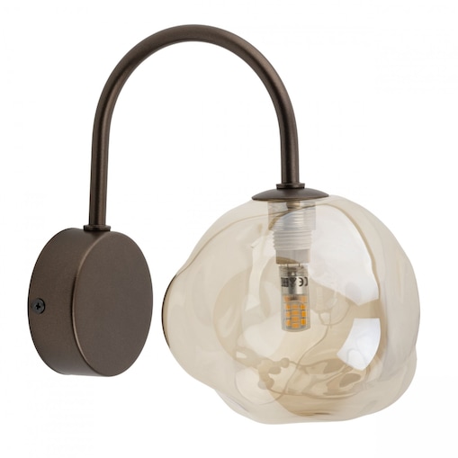 Kinkiet ścienny TK Lighting LAVA BROWN 11024 brązowy, szklany klosz bursztynowy, G9, nowoczesny