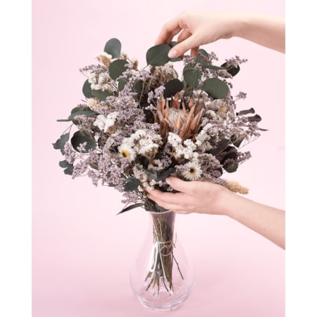 Bukiet suszonych kwiatów Perle premium - protea, zatrwian, eukaliptus