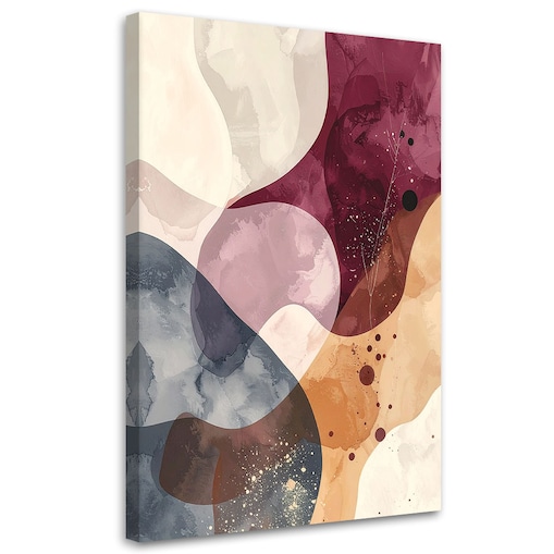 Obraz do salonu sypialni biura hotelu spa, Abstrakcja styl boho w bordowych i beżowych odcieniach 30x45 cm