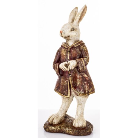 Dekoracja - królik 35x14x9 cm MALJUNA-2 w płaszczu z kapturem