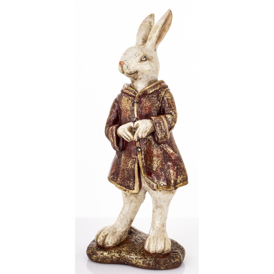 Dekoracja - królik 35x14x9 cm MALJUNA-2 w płaszczu z kapturem