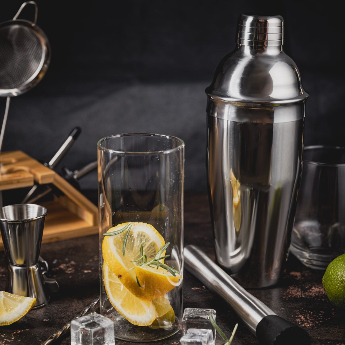 Zestaw barmański do drinków koktajli 13-ele Shaker srebrny KLAUSBERG