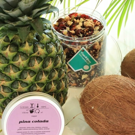 Herbata owocowa sypana PINA COLADA o smaku tropikalnym PREMIUM Cup&You - herbata liściasta sypana mieszanka napar susz - gotowa na prezent upominek
