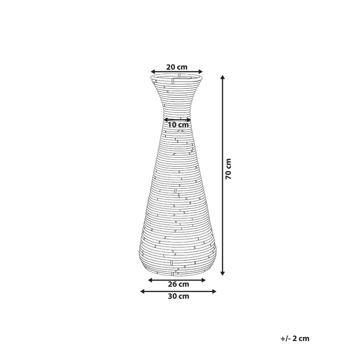 Wazon dekoracyjny NIDRI Rattan 70 cm Naturalny