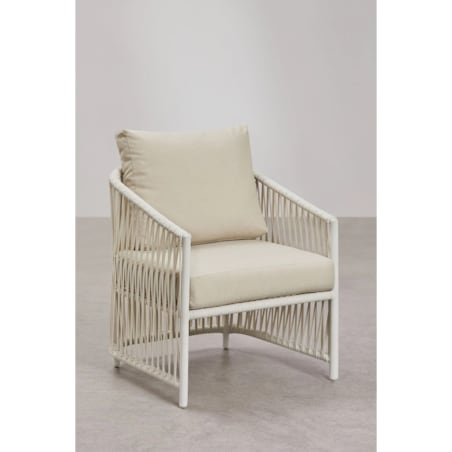 Zestaw ogrodowy: dwuosobowa sofa, 2 fotele i stolik kawowy kremowy Sophie