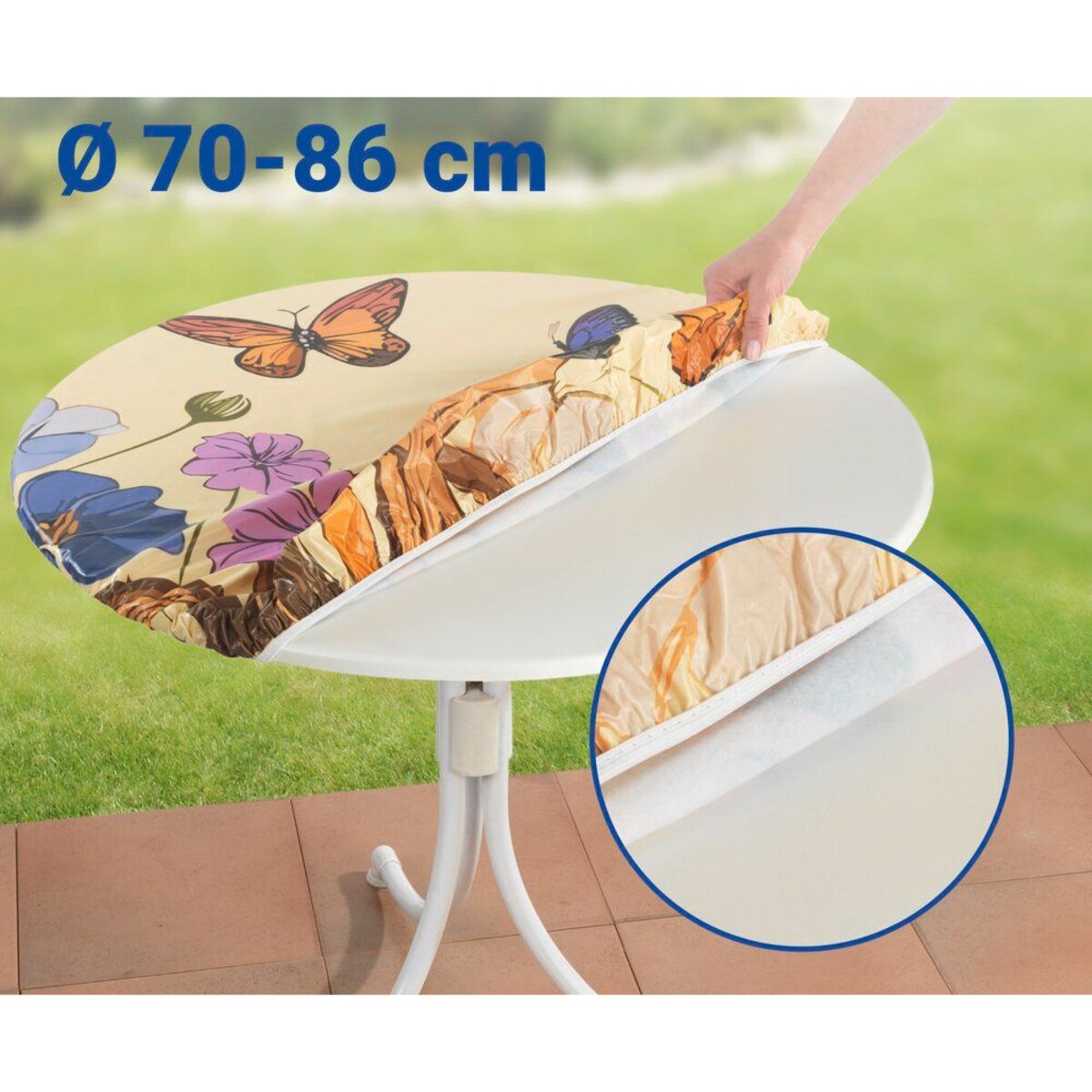 Cerata ogrodowa z gumką, łąka kwiatowa, Ø 70-86 cm