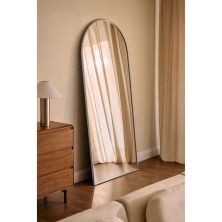 Lustro półowalne w metalowej ramie srebrne 80x180 cm Inys