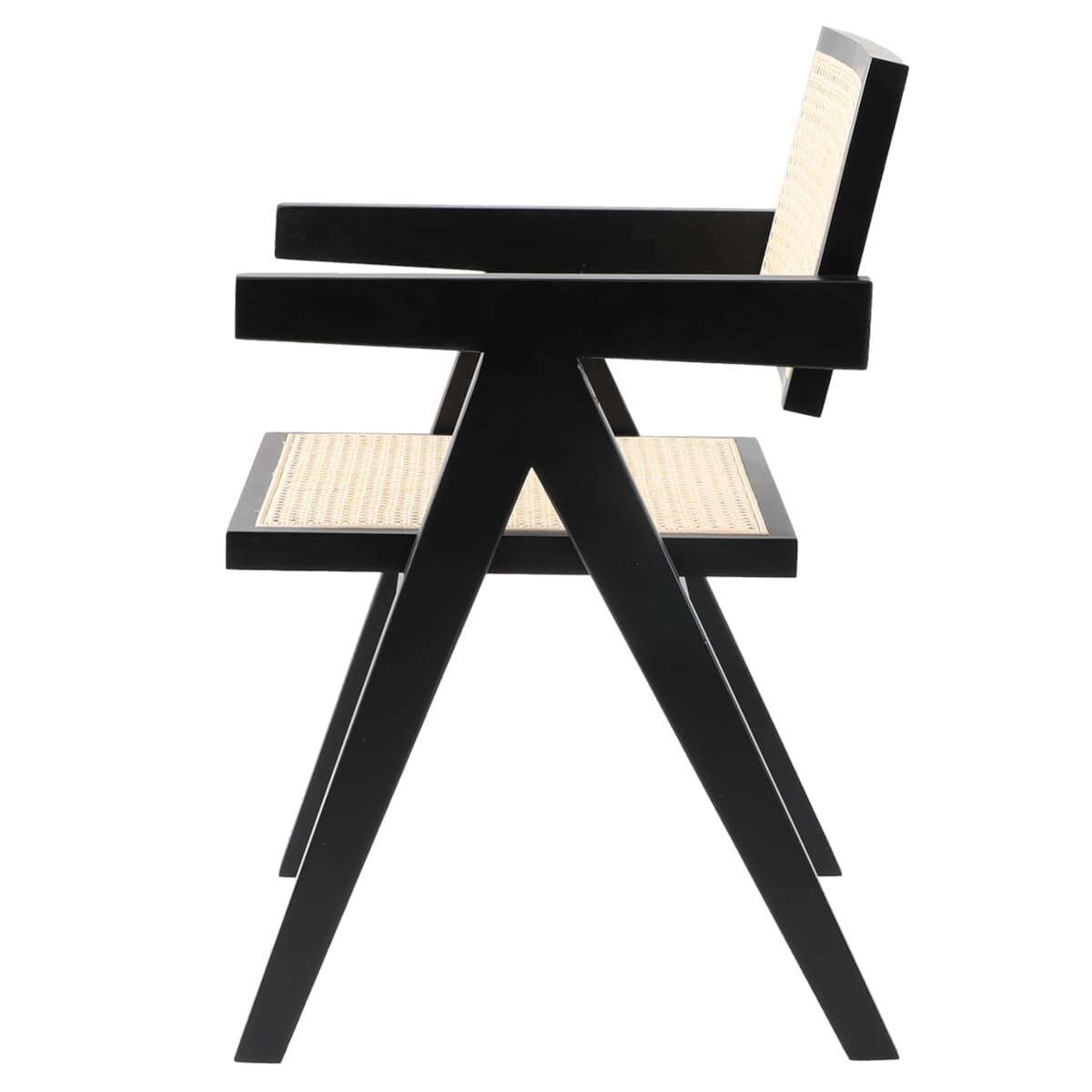 Rattanowe krzesło BOHO MH-011CH-BN Step podłokietniki drewno czarne beżowe, Step Into Design