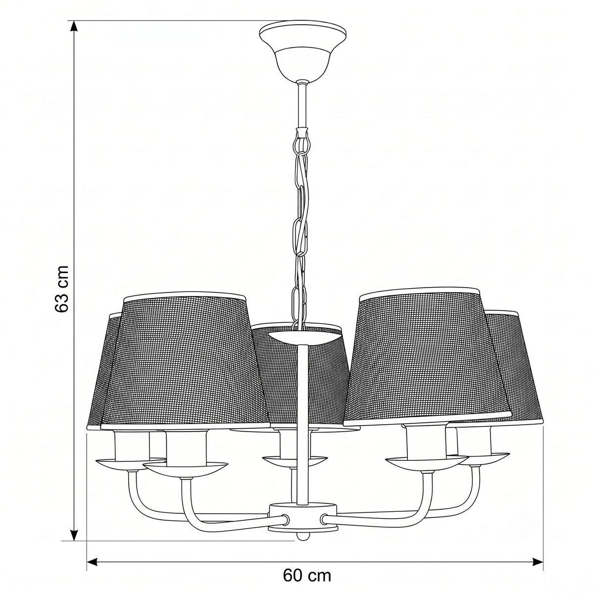 lampa wisząca boho 5 punktowa czarna edylit abażury z juty