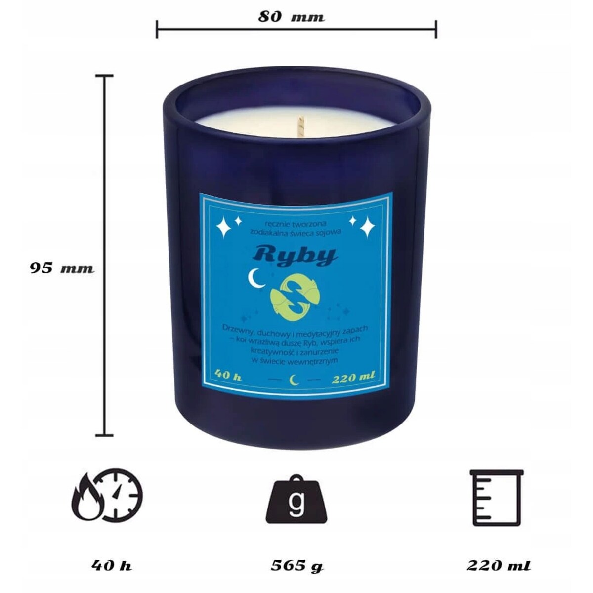 Zestaw prezentowy RYBY herbata i świeczka zapachowa dla osoby ze znakiem zodiaku ryb - prezent upominek dla kobiety faceta mamy taty babci dziadka