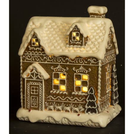 Domek z piernika lukrowany LED 15,5x12,5x6 cm CIOCCOLATO