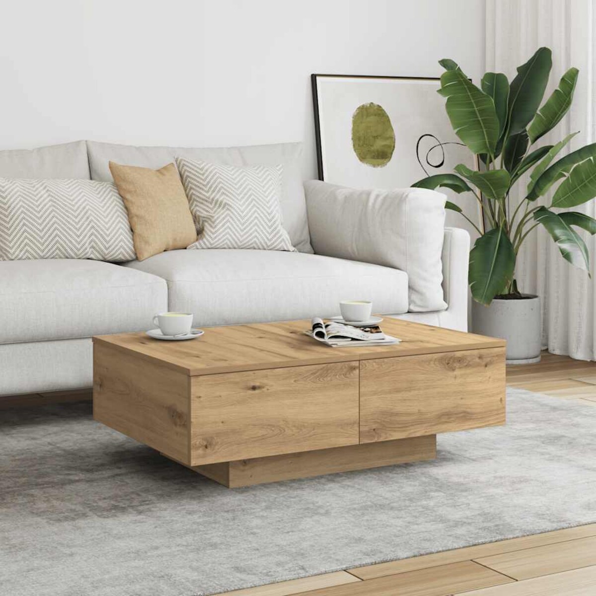vidaXL Stolik kawowy, dąb artisan 90x60x31 cm, materiał drewnopochodny