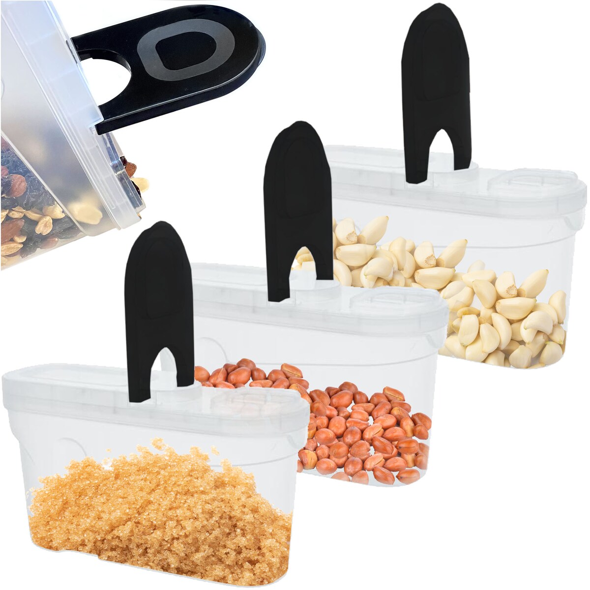 Pojemniki Na Żywność Kuchenne 3 X 1,3 L Makaron Cukier Mąkę Kaszę Sypkie