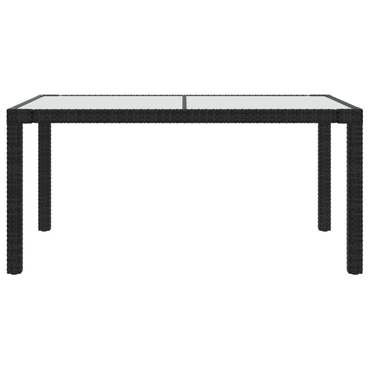 vidaXL Stół ogrodowy, 150x90x75 cm, szkło i rattan PE, czarny