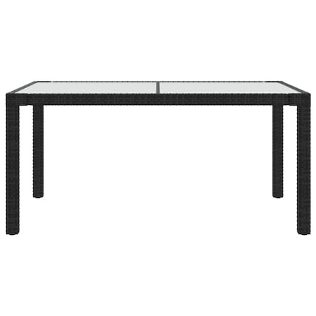 vidaXL Stół ogrodowy, 150x90x75 cm, szkło i rattan PE, czarny
