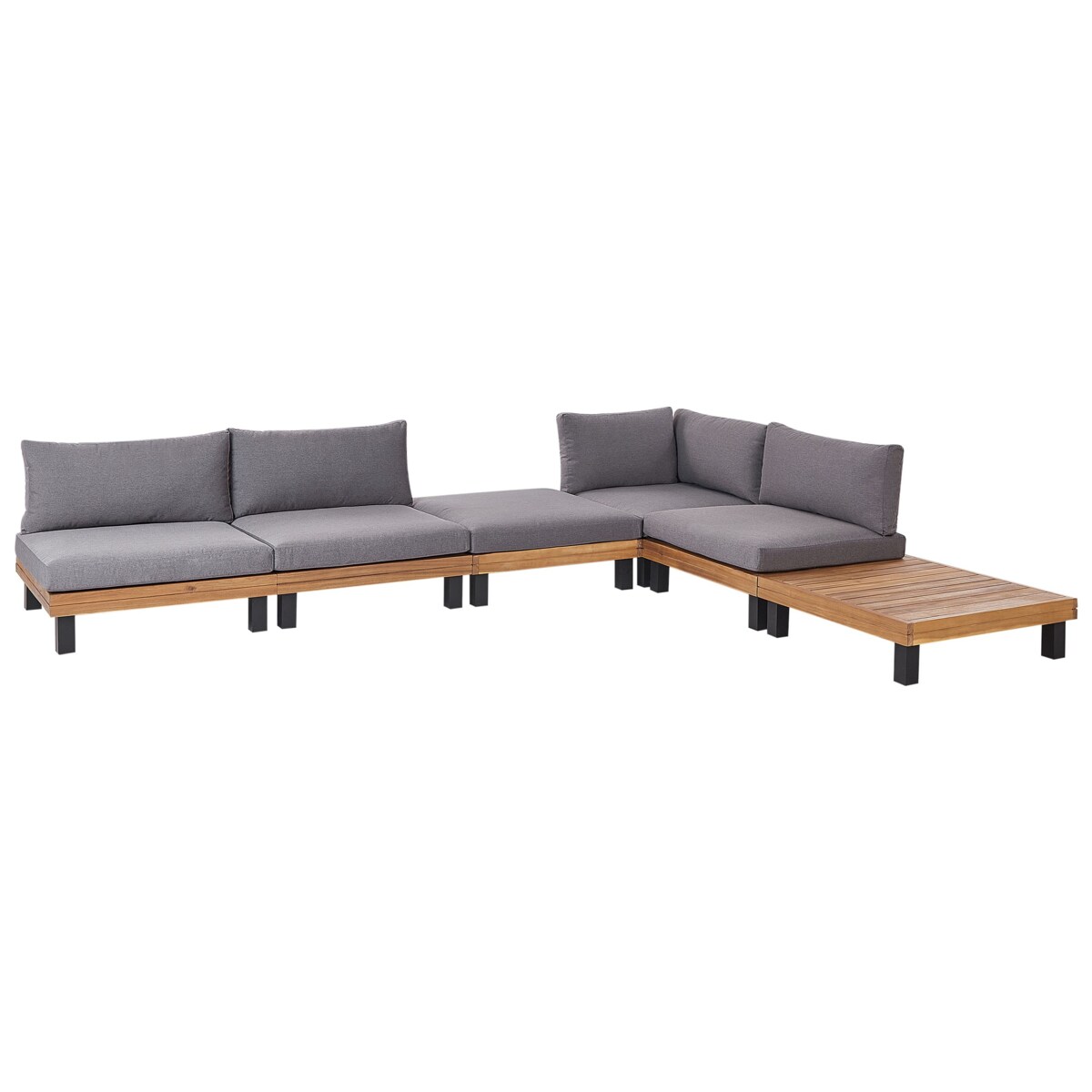 Narożnik ogrodowy ze stolikiem dla 5 osób FRAZZANO Modułowy Certyfikowane drewno akacjowe Szary