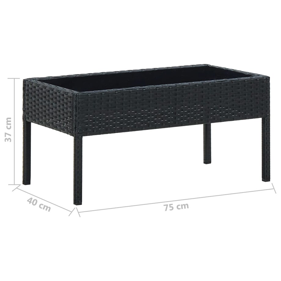 vidaXL Stolik ogrodowy, czarny, 75x40x37 cm, rattan PE