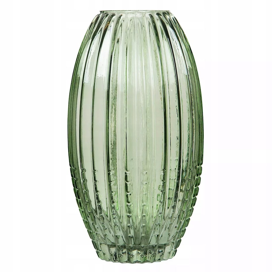 WAZON SZKLANY WYSOKI ZIELONY przezroczysty na bukiety gałązki do salonu