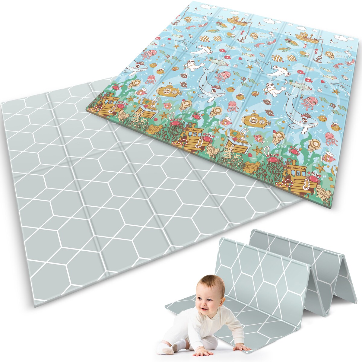 Mata piankowa edukacyjna składana dla dzieci duża 180x200 pianka xpe Nukido