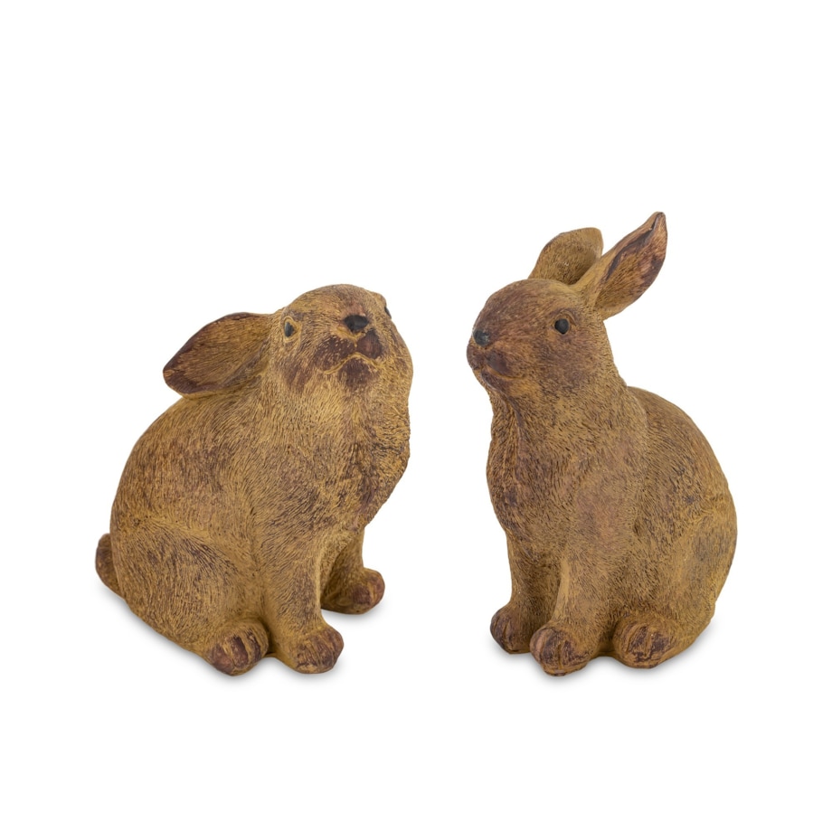 Dekoracja - para brązowych króliczków 11x8x10 i 13x6,5x9 cm MARRONE