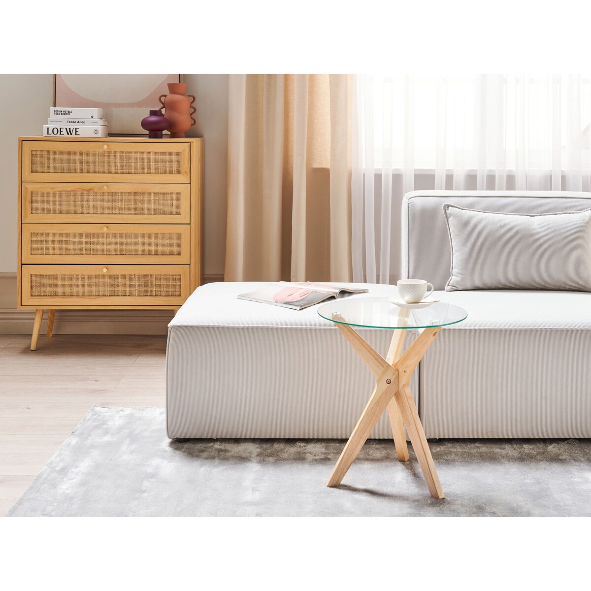 Zestaw 2 stolików kawowych VALLEY Szkło hartowane Jasnobrązowy