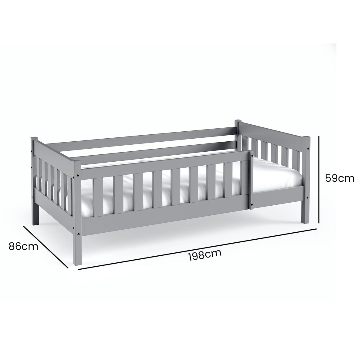 Łóżko drewniane dziecięce Zosia 80x190 szare