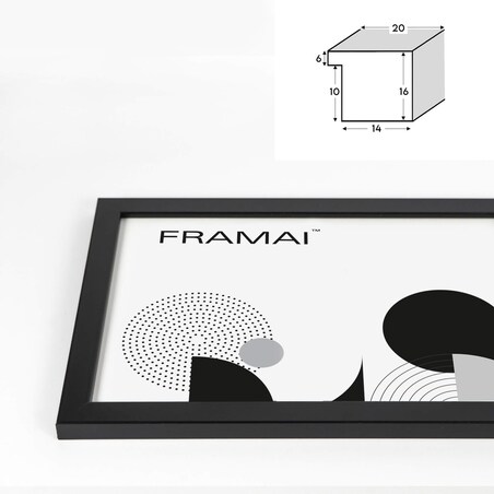 Ramka na zdjęcia 61x91,5 cm czarna rama MDF z plexi do powieszenia pion poziom klasyczna prostokątna ramka FRAMAI®