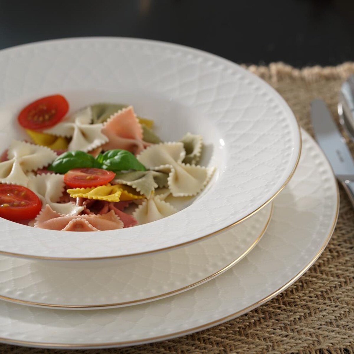 VILLA ITALIA Serwis obiadowy porcelanowy na 6 osób ROMA GOLD