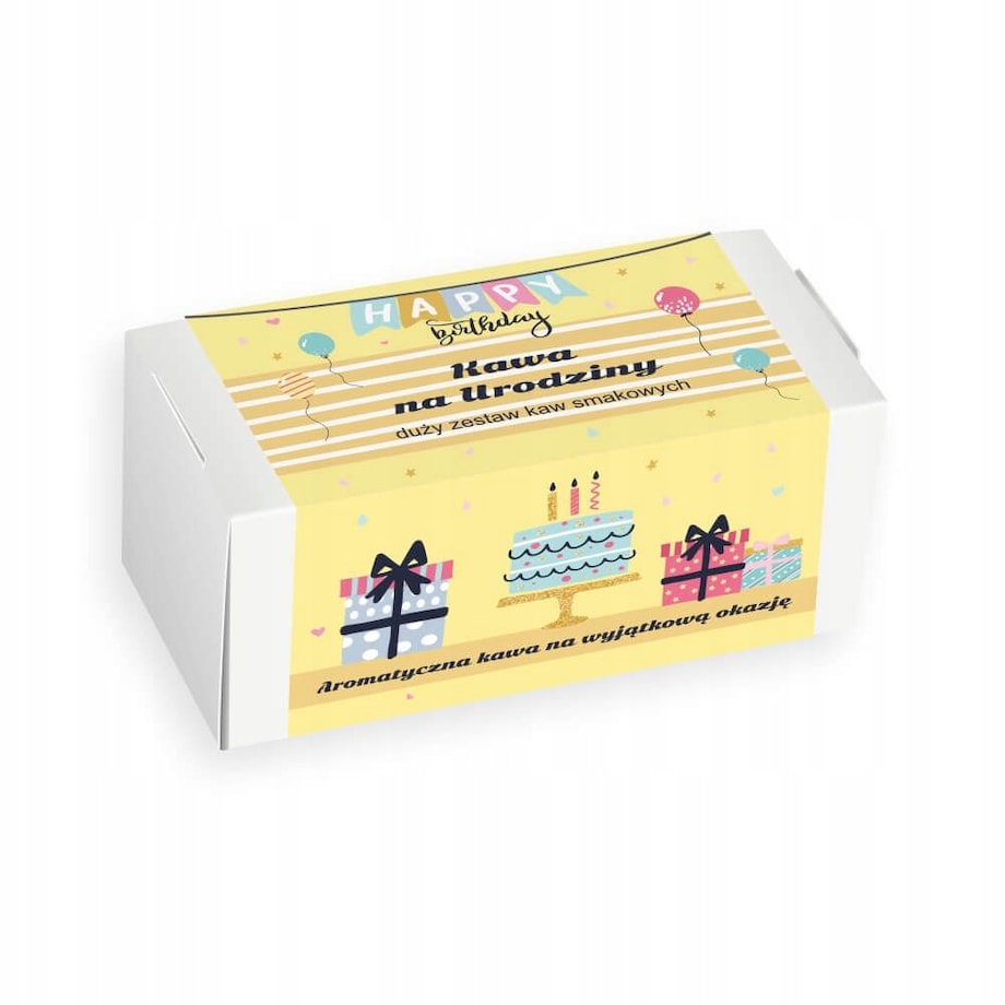 BIG BOX SŁODKA NIESPODZIANKA - prezent dla solenizanta z kawą i herbatą