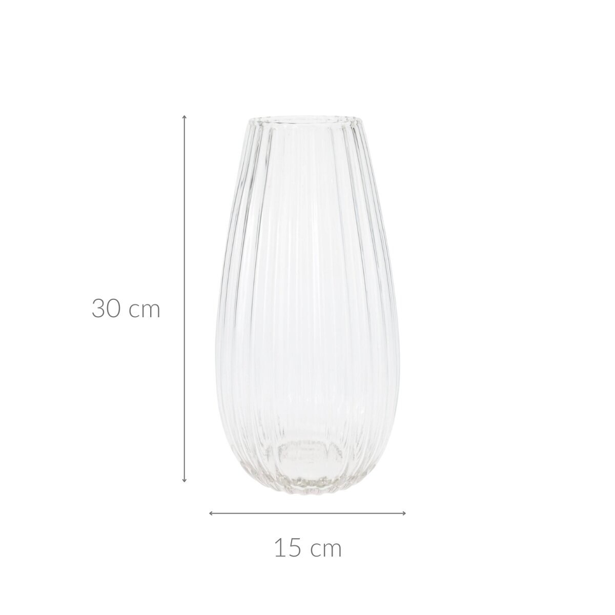 Wazon szklany CLEAR, przezroczyste, ryflowane szkło, Ø 15 x 30 cm