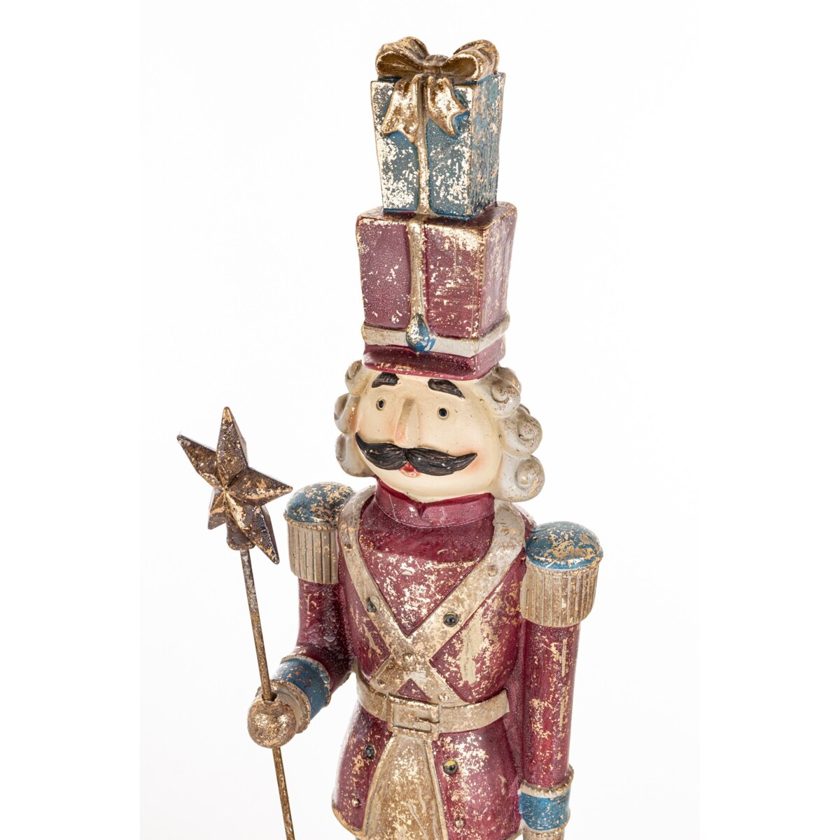Figurka - Dziadek do orzechów LED 64x16x13 cm z pudełkami i gwiazdą