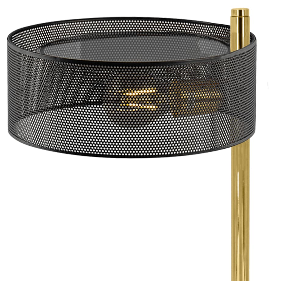Ażurowa LAMPA stołowa DRS8006/1D TR NET MDECO stojąca LAMPKA biurkowa do gabinetu złota czarna
