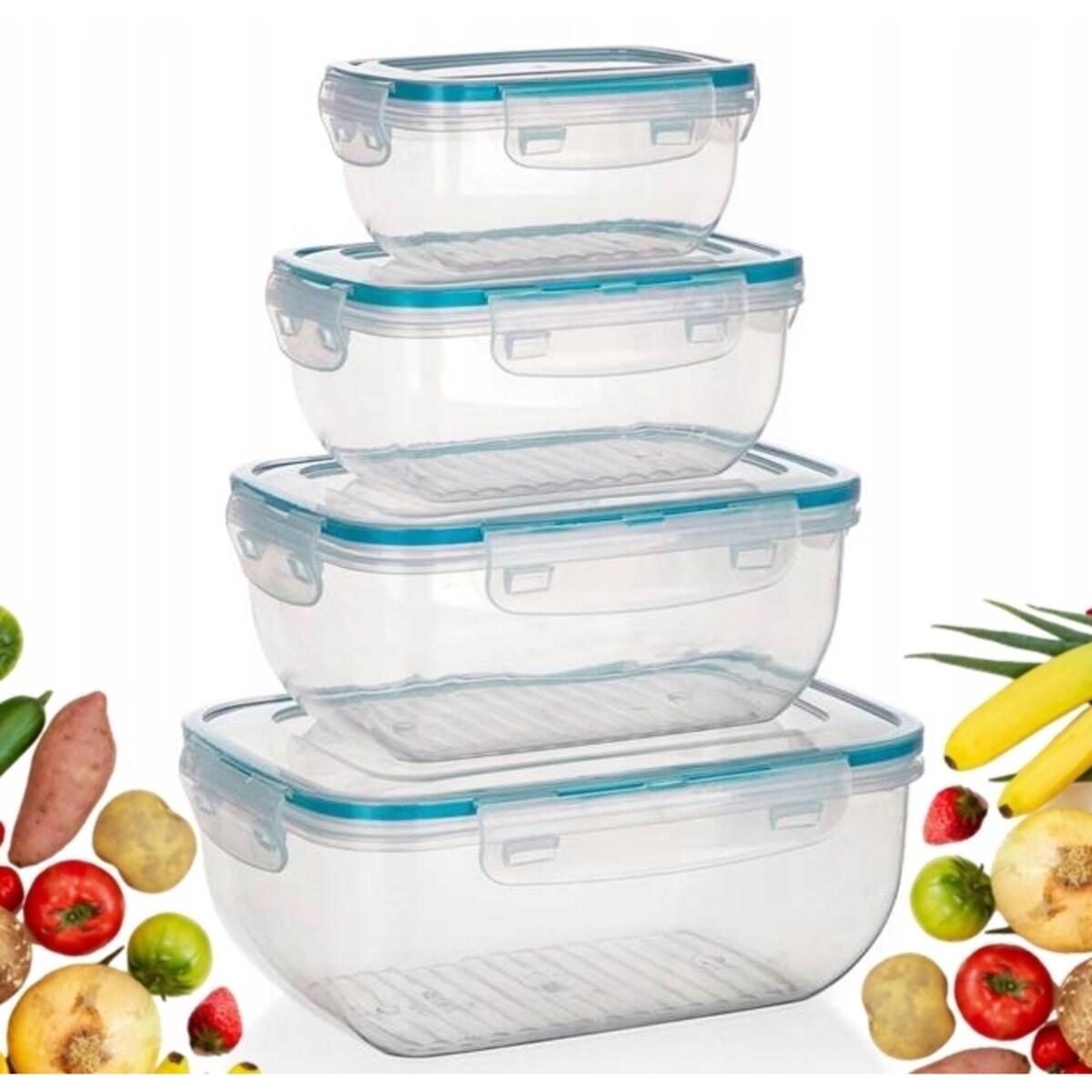 KOMPLET POJEMNIKI PLASTIKOWE na jedzenie żywność przechowywanie lodówki