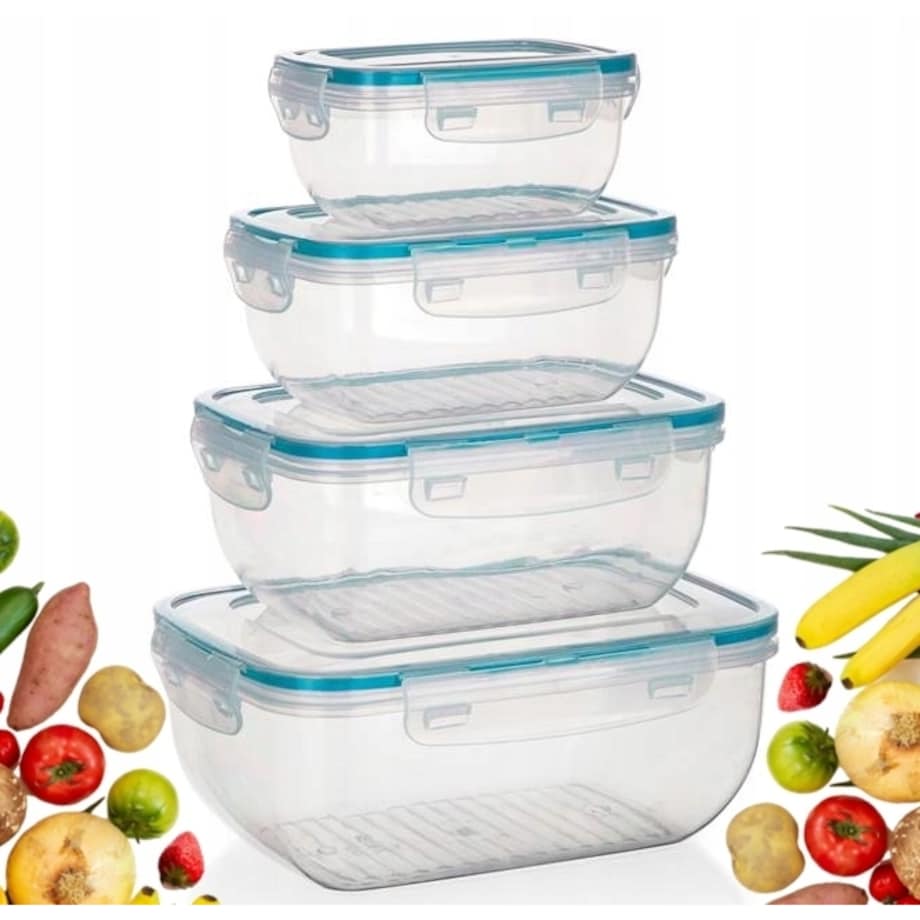 KOMPLET POJEMNIKI PLASTIKOWE na jedzenie żywność przechowywanie lodówki