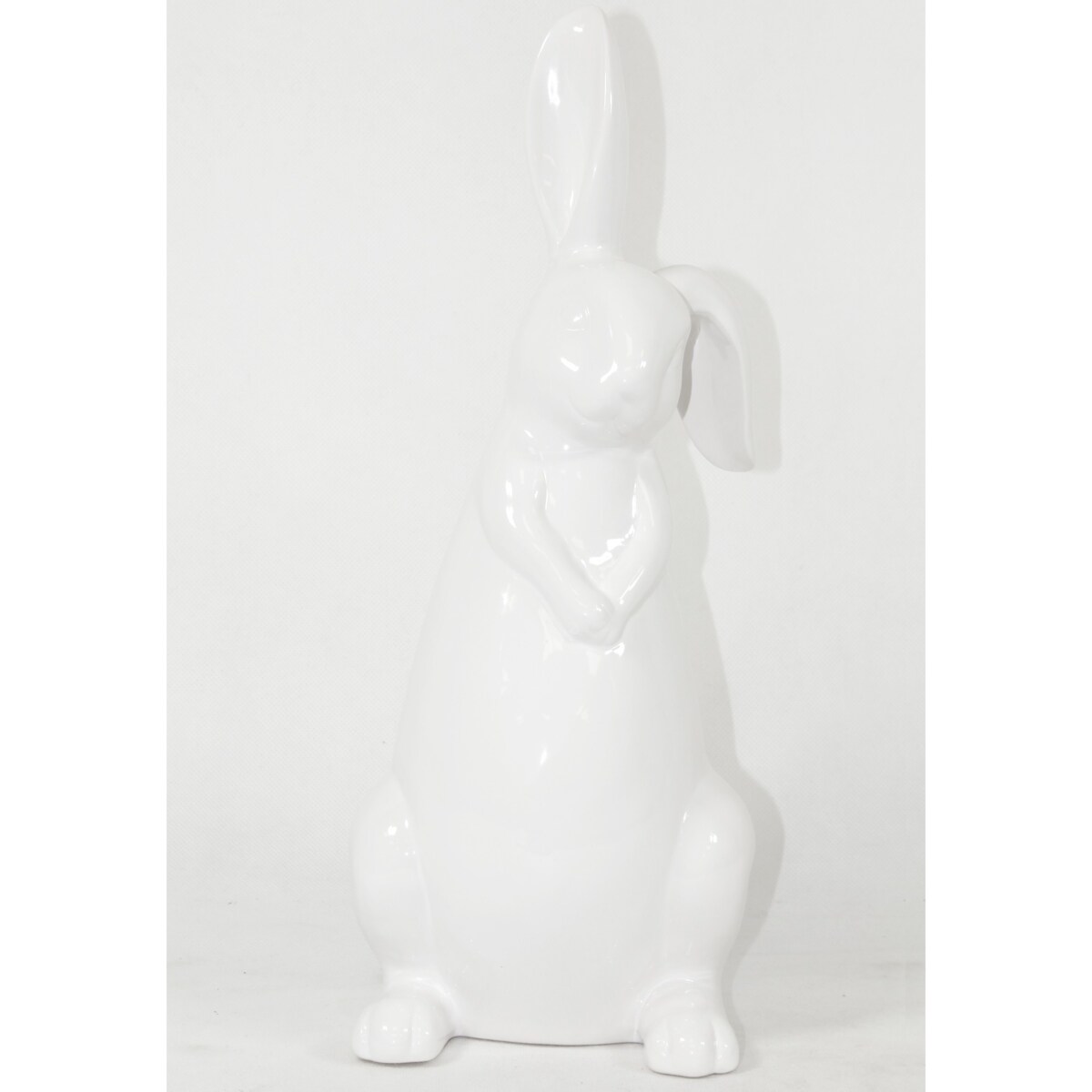 Dekoracja - siedzący biały królik z klapniętym uszkiem 33x12x16 cm